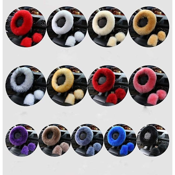 Car Warm Antisladd cover Soft Fluffy Tredelad Set (röd)