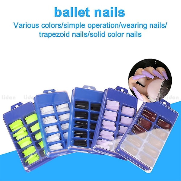 100 stycken konstgjorda akrylnaglar för diy nageldesign salong kvinnor flickor Lake Blue