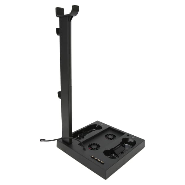 Opladerstand med køleventilator til Xbox Series S-konsol og controller 5 i 1 lodret dobbelt opladningsdock tilbehør