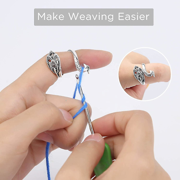 Adjustable Knitting Ring Braided Loop Crochet Loop, Peacock Open Finger Ring, Yarn Guide Finger Holder For Faster Knitting
