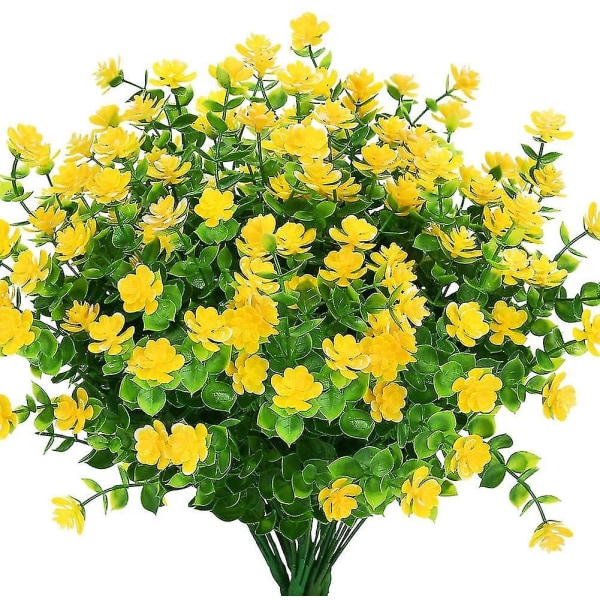 Kunstige falske blomster utendørs, falske plast grønne bryllup gårdshus dekor 12 stk rød lotus yellow