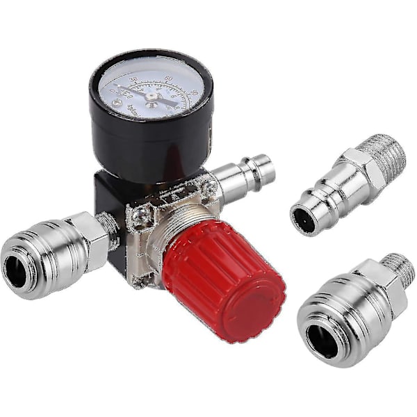 Lufttrycksregulator trevägsventil 175psi 12bar 1/4 tums lufttrycksmätare för kompressor 3 Way Valve