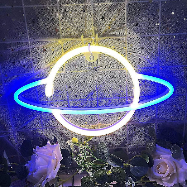 Neonskyltar-planet Neonskyltar|led neonljus Neonväggskyltar, rosa och blå Blue Warm White