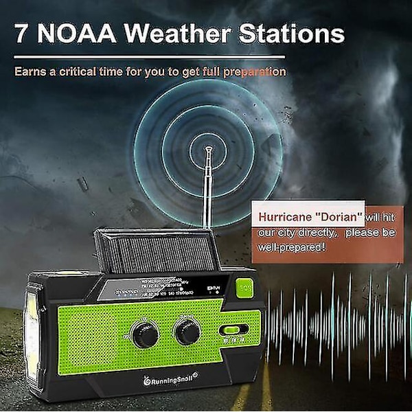 Hätäradio, 4000mah sääradiot käsikammalla &amp; Aurinkolataus, 3-vaihteinen led taskulamppu, sos-hälytys, kannettava power , am/fm/noaa, liike-se 4000mAh Orange