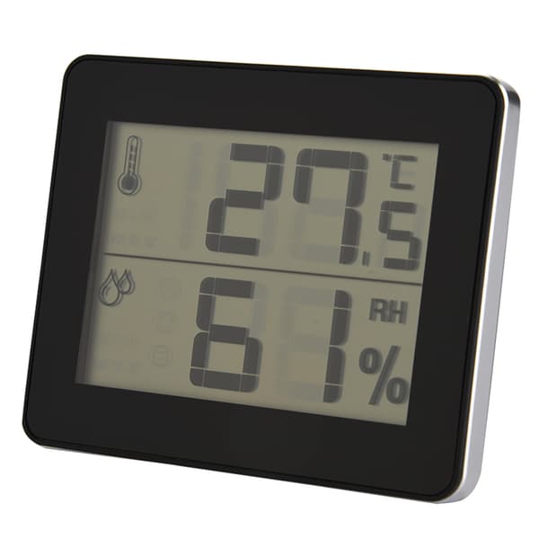Digital indendørs temperatur- og luftfugtighedsmåler (sort)