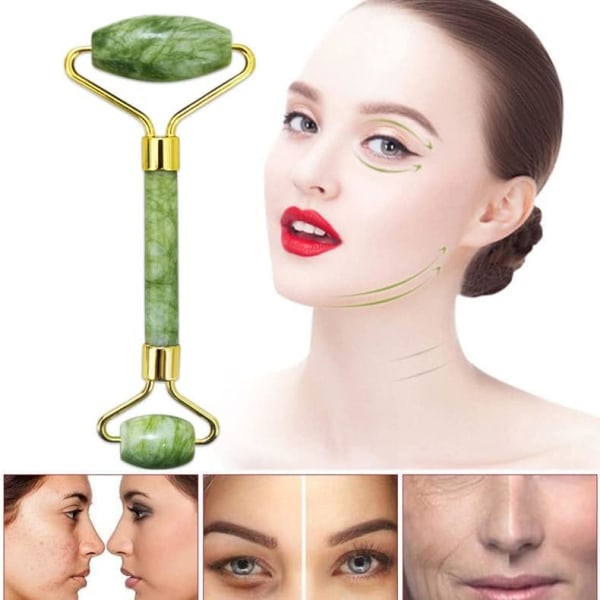 Jade Stone massasjerulle, naturlig ansiktsrulle for behandling av hevelser i øynene