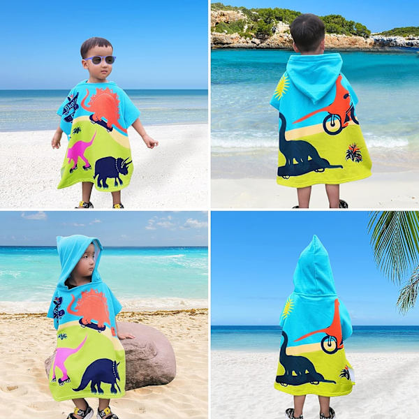 Poncho med huva för barn, för flickor Pojkar Barn 2-8 år (dinosaurie)