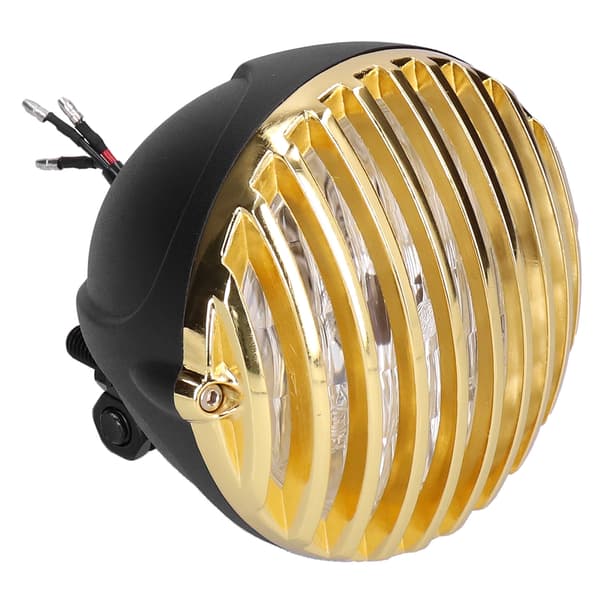 【BQ】Round Motorcycle Headlight 3-Wire System Golden Grill Cover 12V 55W