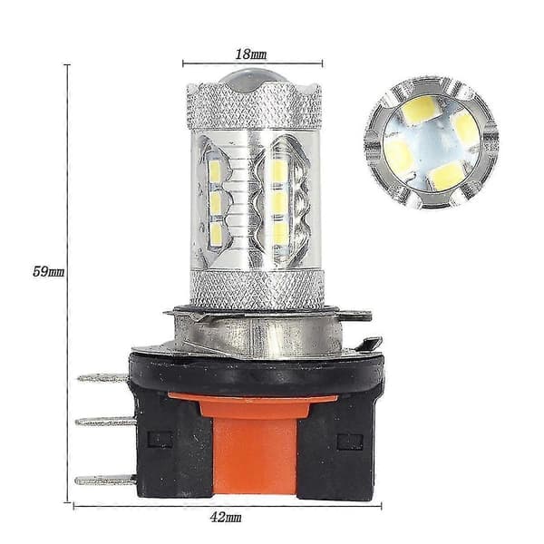 H15 LED-frontlyspærer, hvite 80w H15 LED-pærer 2 stk hvite