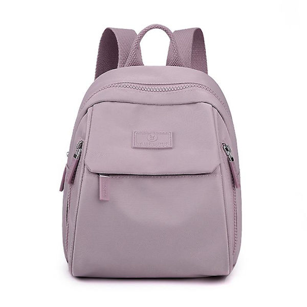 Vedenpitävä reppu nylon Muoti naisten reppu Casual opiskelija koululaukku Suurikapasiteettinen työmatkalaukku päiväreppu Light purple 20X25X14CM