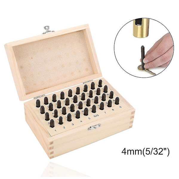 36 st rostfritt stål Bokstavsnummer stämplar Set Härdad metall Trä Läder Hantverksstämpelverktyg 4mm