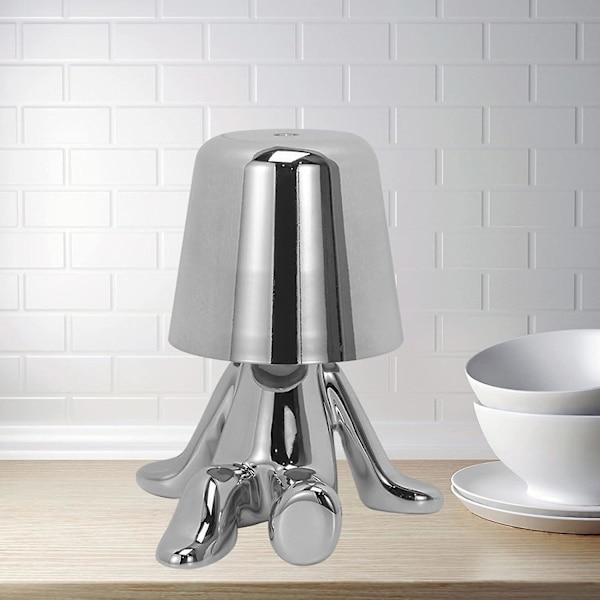 Den nya Thinker Lamp Gold - Unik Character Lamp för vardagsrum, sovrum, kontor - Dimbar inomhusbelysning med USB laddning - Heminredning silver silver Sitting style 8901