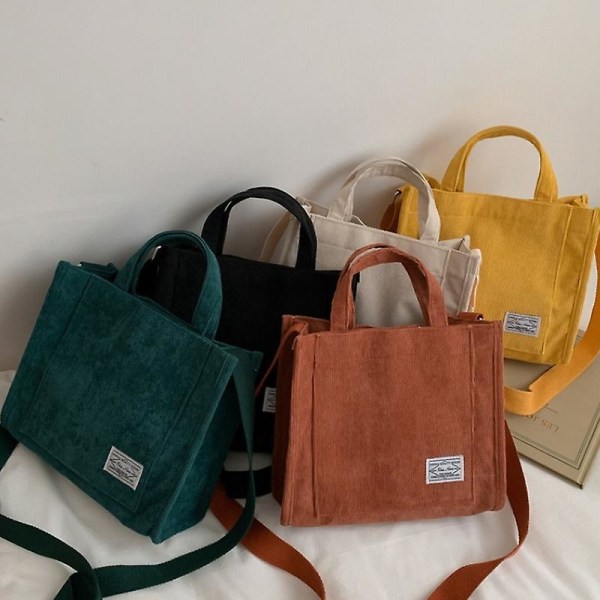 Naisten vakosamettivetoketjuinen olkalaukku Pieni puuvillakangaskäsilaukku casual kantolaukku naisille Eco Crossbody -laukku Vintage messenger -laukut White