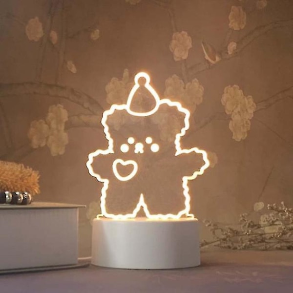 Julepynt til hjemmet Tre Elg 3d Akryl Nattlys Julegave Nyttår Home Decore String Lights Julenissen Ornament 494583 6