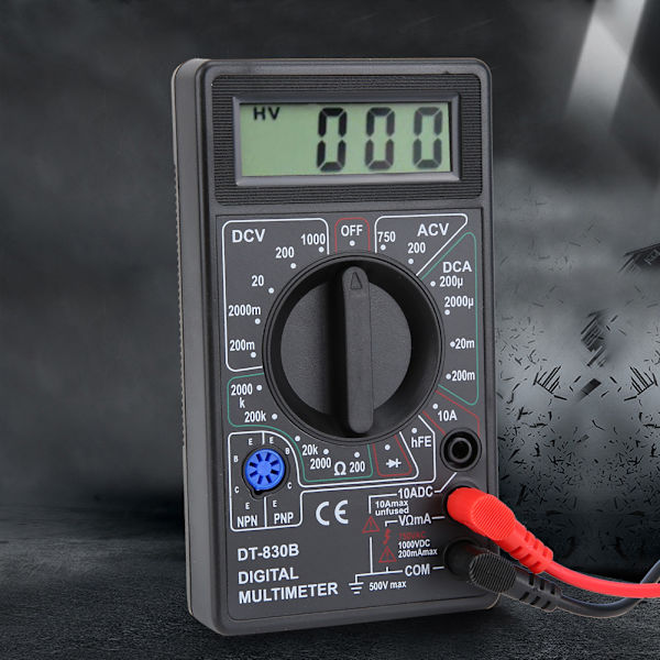 DT-830B Multifunktionel Bærbar LCD Digital Multimeter Amp Volt Ohm Tester Voltmeter Ohmmeter MeterDT-830B Sort