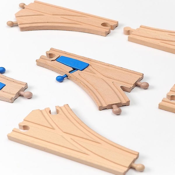 Hhcx-all Kinds Wooden Railway Train Track Accessories Beech Wooden Tracks Set Bridge Building Toys Parts Fit Biro Train Toy New WJ-JM-12-28