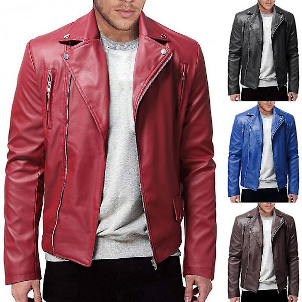 herr motorcykel skinnjacka brun S