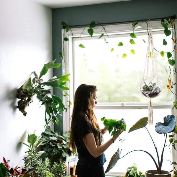 Macrame växthängare med krokar, hängande set inomhus utomhus