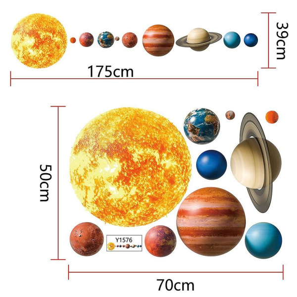 Solar System Planet Decor - Vægklistermærke til børneværelset 50*70cm