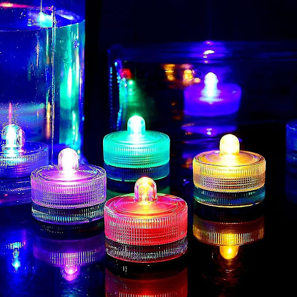24 stk Vandtæt rund Mini Led fyrfadslys Undervandslys