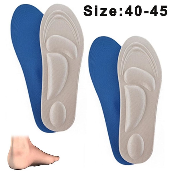 Memory Foam Comfort-indlægssål - Hjælp mod plantar fasciitis og fodsmerter 40-45