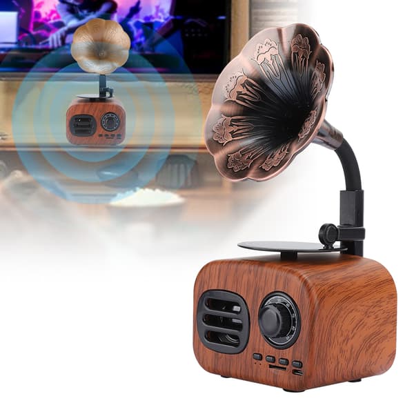 Bärbar Mini Retro Bluetooth Smart Speaker - Valnötsfärg