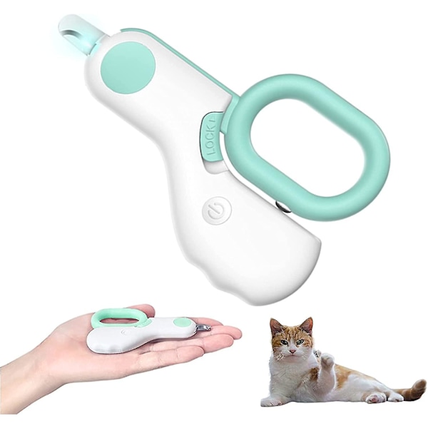 Cat negletrimmere til små dyr Usb genopladelige hunde negleklippere med led lys, grøn 1 blue