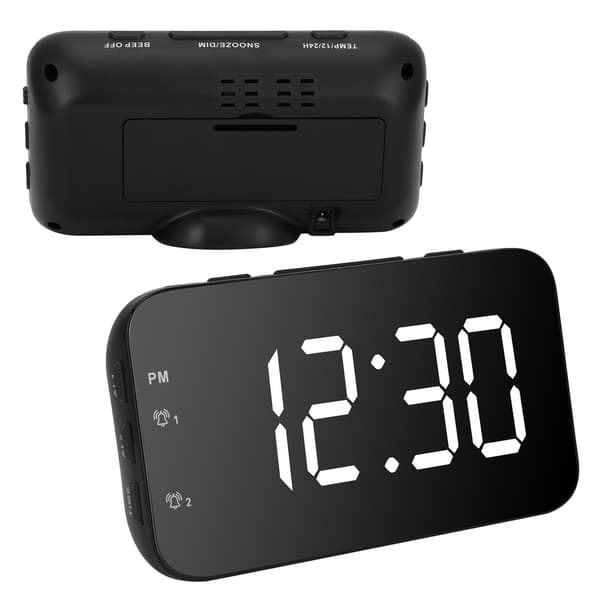 Vit LED Digital Väckarklocka Bärbar Bordsklocka med Snooze för Sovrum Resor