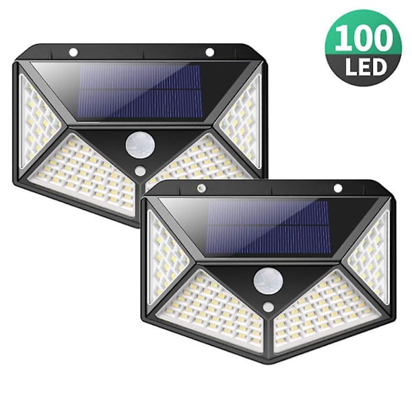 2/4/6/8 st 100 LED Solar Vägglampor Utomhus Solar Lamp PIR Rörelsesensor Soldrivet solljus Gatuljus för trädgårdsljus 2pcs