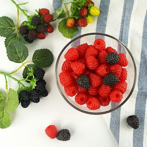 30 kpl Keinotekoisia vadelmia Fake Fruit Realistic Fruits Muovinen koriste