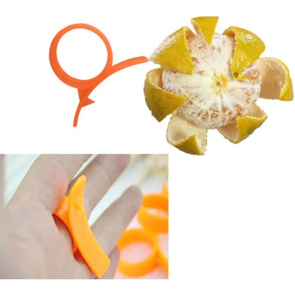 2 kpl Citrus Zester Peeler, appelsiinin kuorintakone sitrushedelmienpoistoaine muovinen hedelmäleikkuri (oranssi)