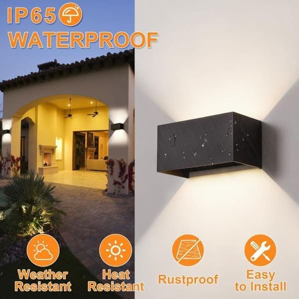 Udendørs LED-væglampe - Integreret sensor - Varmt hvidt lys - 24W - IP65 - Sort - 3000K