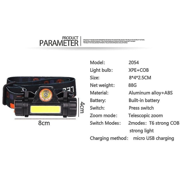 Hhcx sensor Xp G Q5 Hodelykt Hodelampe Hodelykt Vanntett 2500lm Cob Led Usb Oppladbar |hodelykter