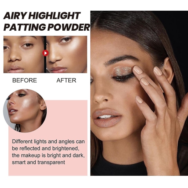 Highlighter Powder Stick, Airy Highlight Patting Powder, Body Highlighter Powder, Sparkle Patting Powder For Hair Face Eyes Body White