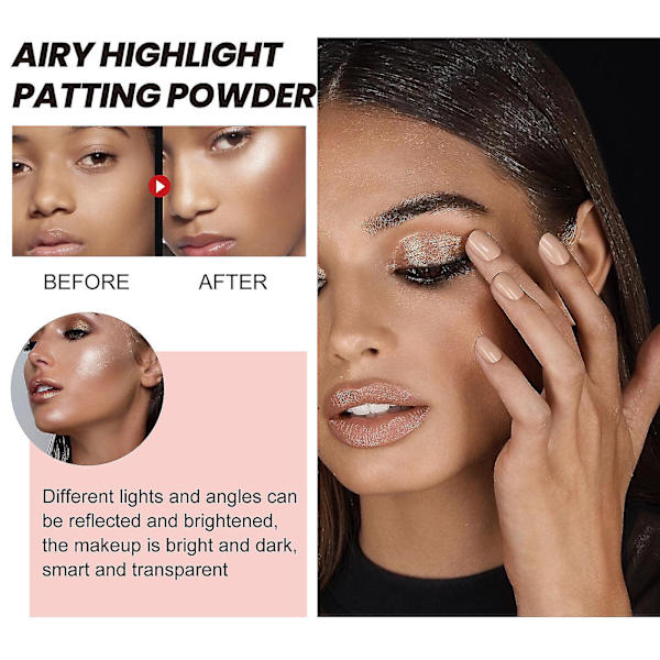 Highlighter Powder Stick, Luftigt Highlight Patting Powder, Body Highlighter Pulver, Sparkle Patting Powder til hår Ansigt Øjne Krop Gold Brown