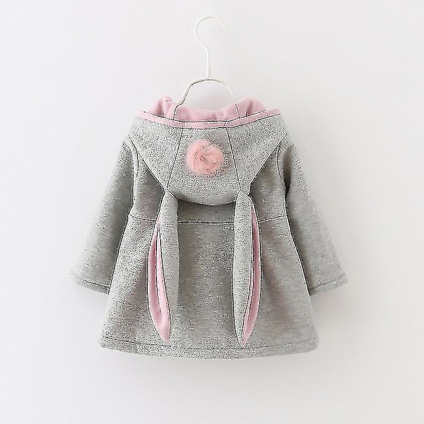 Hhcx-kids tyttövauva pupu kanin korvalla hupullinen takki takki talven lämpimät ulkovaatteet Grey 2-3 Years