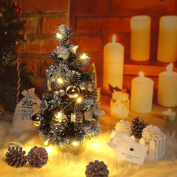 Julgran, 24 tums konstgjord julgran Batteridriven upplyst minijulgran med LED-ljus C