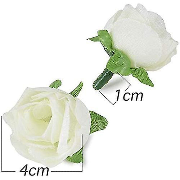 (dia: 3cm) 100 stk Kunstig Rose Blomsthode Blomsterhode Falsk kunstig plantedekorasjon Rose Milky