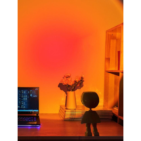 USB Robot Atmosphere Light 360 Solnedgångslampa Steglös avbländande projektor Nattlampa Sunset Red