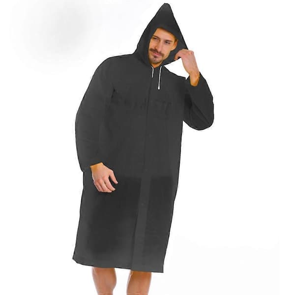 【BQ】Sort voksen vindjakke-stil regnfrakke, vindtæt hætte, rebponcho One size