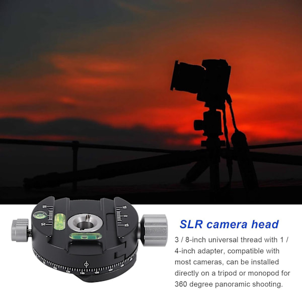 Panoramisk panoreringshuvudklämma Snabbkopplingsplatta för stativ Dslr-kamera black