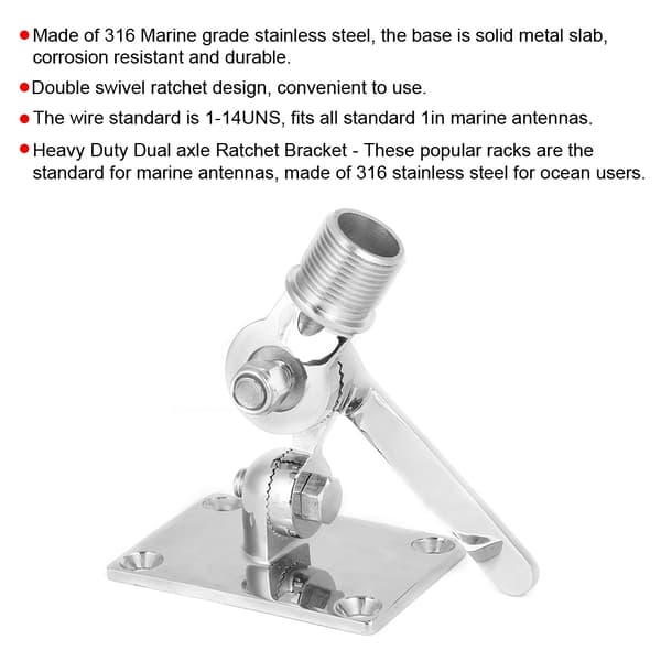 Marine VHF Rustfritt Stål Talkie Antenne Justerbar Base Brakettholder