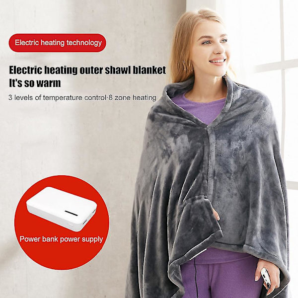 Usb Varme Termisk Sjal Elektrisk Varme Plysj Teppe Coral Fleece