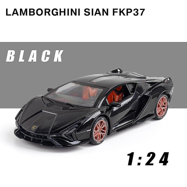 Hhcx-ny 1:32 Alloy Lamborghinis Sian Sports Car Model Diecast Sound Super Racing Collection Toy Pull Back Julegave til barn 1 24 Black