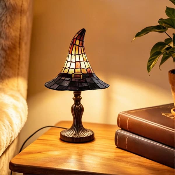 Heksehat Lampe Halloween Dekorativ Bordlampe