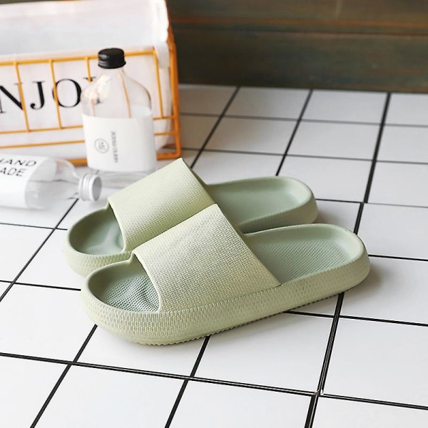 4,5 cm forhøyede dametøfler, minimalistiske sklier med bred passform Green 42-43