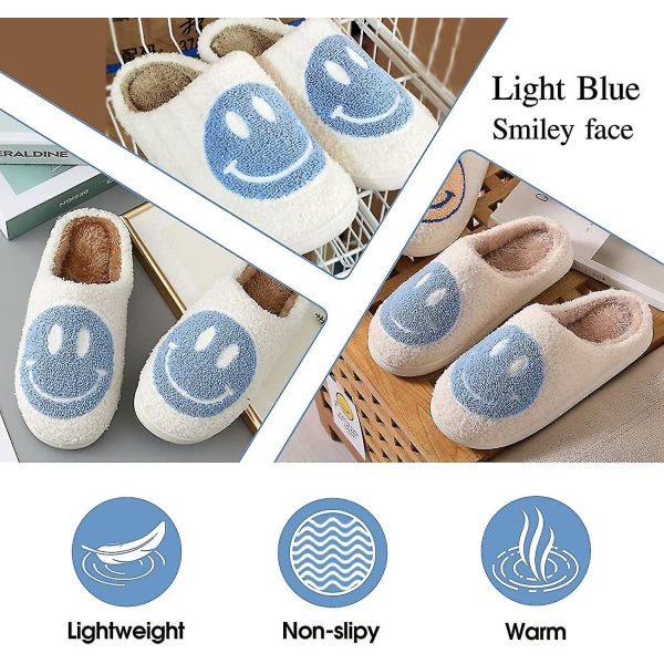 Smiley Face Tofflor För Kvinnor Och Män, Retro Mysig Bekväm Plysch Varm Slip-on Happy Face Tofflor Vinter Preppy Tofflor Mjuka Fluffiga Hustofflor Kupp
