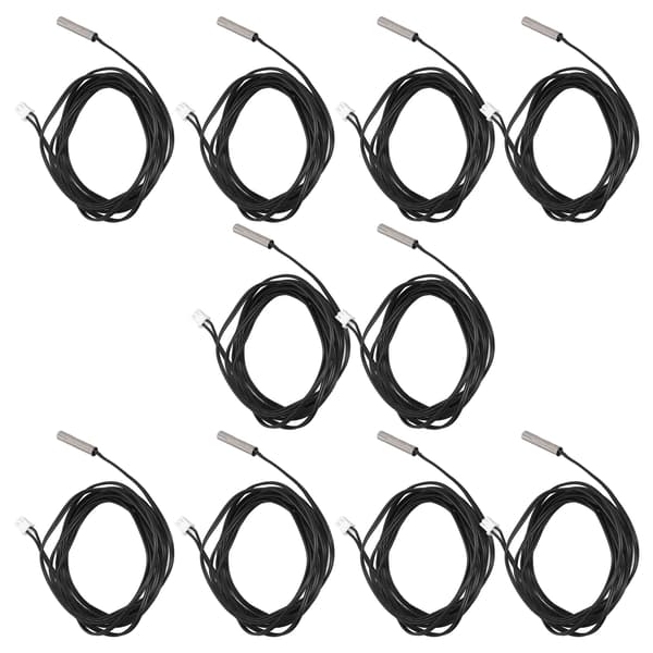 10 stk. termistor sensor NTC temp. probe 5x25mm cylindrisk hoved 2 meter kabellængde 50K B3950