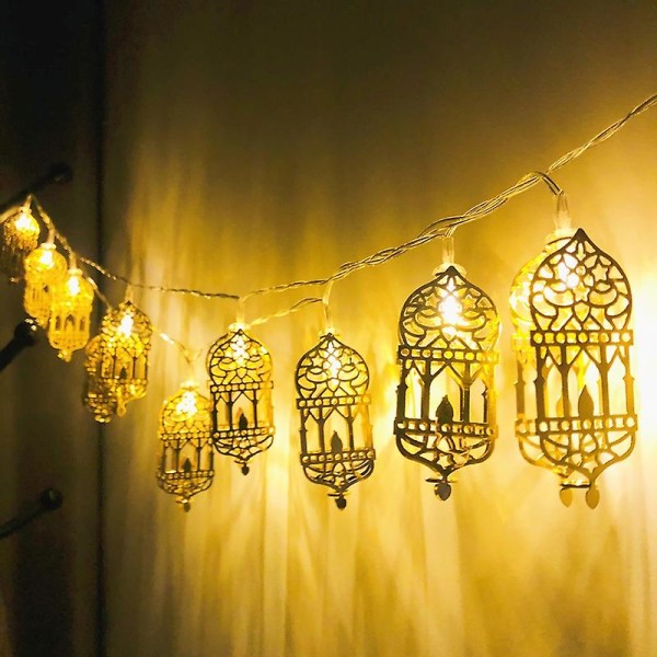 Ramadan-dekorasjon Moon Star Led lanternestrenglys Eid Mubarak Ramadan Kareem-dekor til hjemmet Al-fitr Eid festutstyr 10