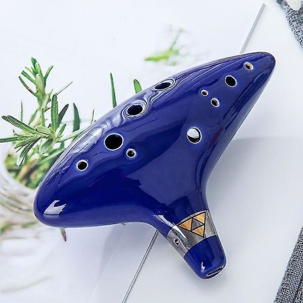 Ocarina Ceramic Alto Legend Zelda Flute Instrument Mörkblå Dark Blue